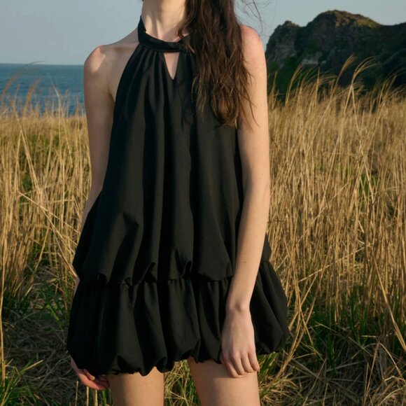 Halter-neck mini dress - black - Picture 1 of 6